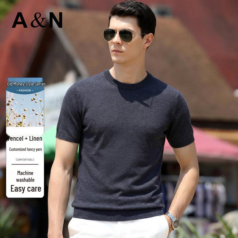 Antonio Men s Tencel-Linen Blend Machine Washable Short Sleeve T-Shirt 56