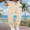 Herren Cargojogger Hose Kordelzug Taille Mehrere Taschen Lässige Hose Mehrfarbig
