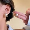 **Pearl Stud Earrings: Temperamental Socialite Women's Unique High-End Design, 2024 Fashionable Niche Style**
