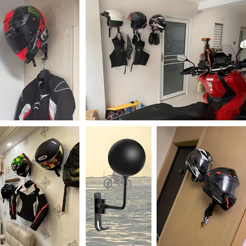 180 Degree Rotation Metal Motorcycle Helmet Wall Mount Holder Display Rack for Bicycle Helmet Garage Storage