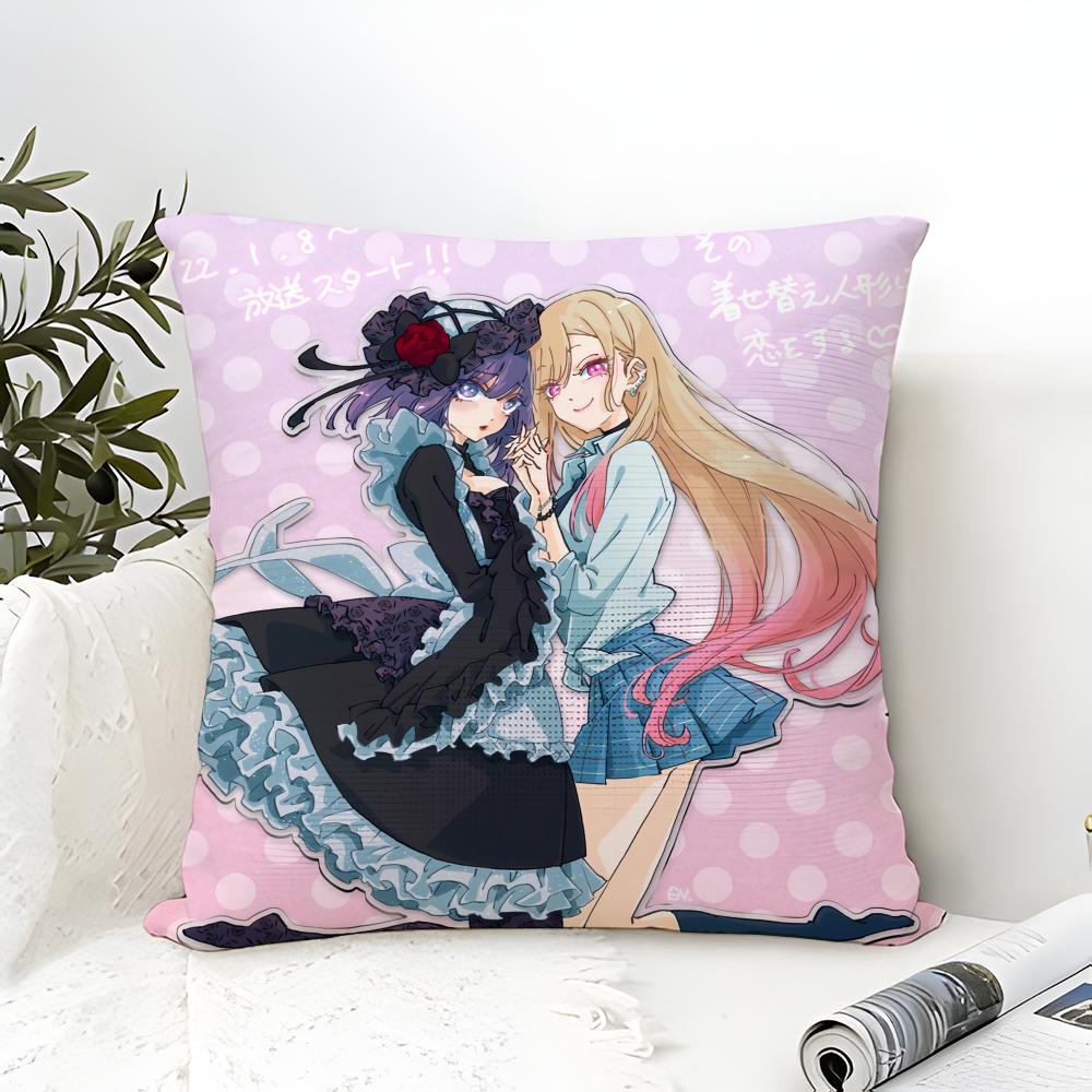 Cartoon Anime My dress up darling Movie Sticky Pillow Case linen pillow case sofa home decor cushion cover cushion cove