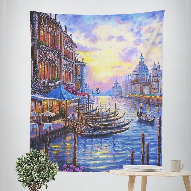 Vintage Oil Painting Pattern Decorative Tapestry Home Wall Decor Office Living Room Tapestry