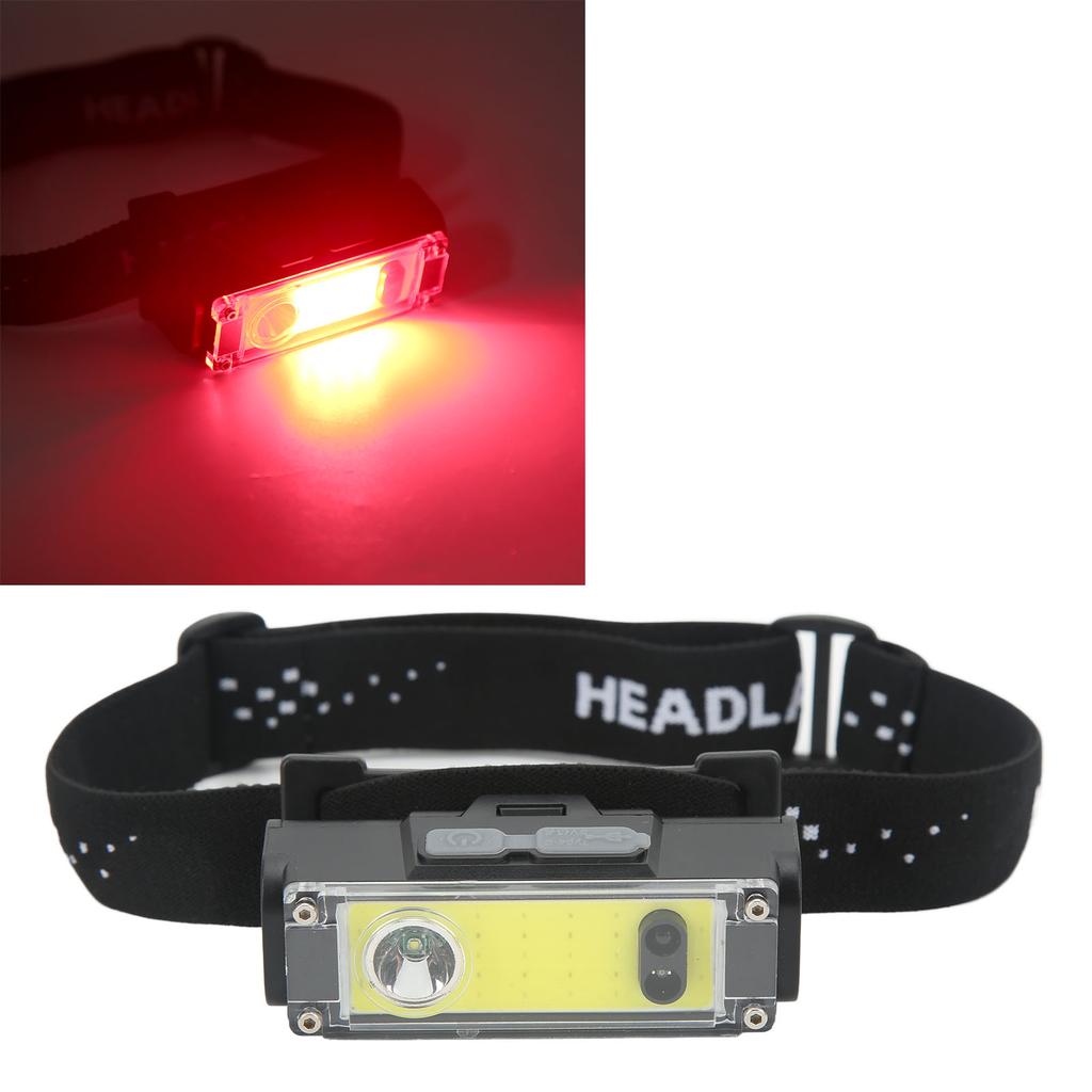 Induction COB Headlight XPE COB Headlamp Fixed Focusing Waterproof TYPE C Fast Charging Headlight with LED Indicator