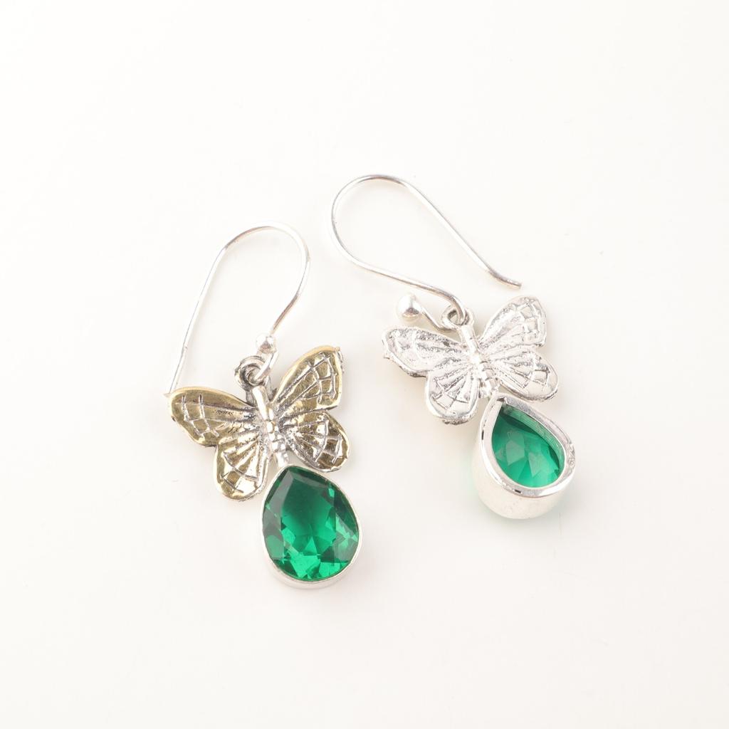 Chrome Diopside Gemstone 925 Sterling Silver Handmade Jewelry Drop Earrings 1.3" EE-155-5