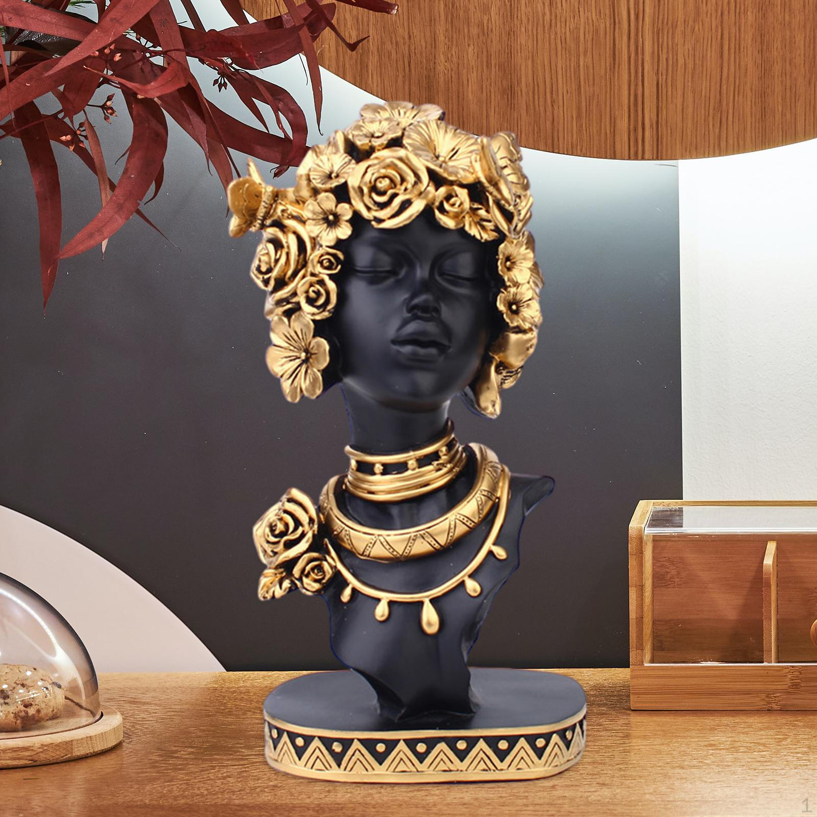 

Статуя африканской женщины, женская скульптура, произведение искусства, современный бюст, эстетическое украшение для дома Style A чёрный