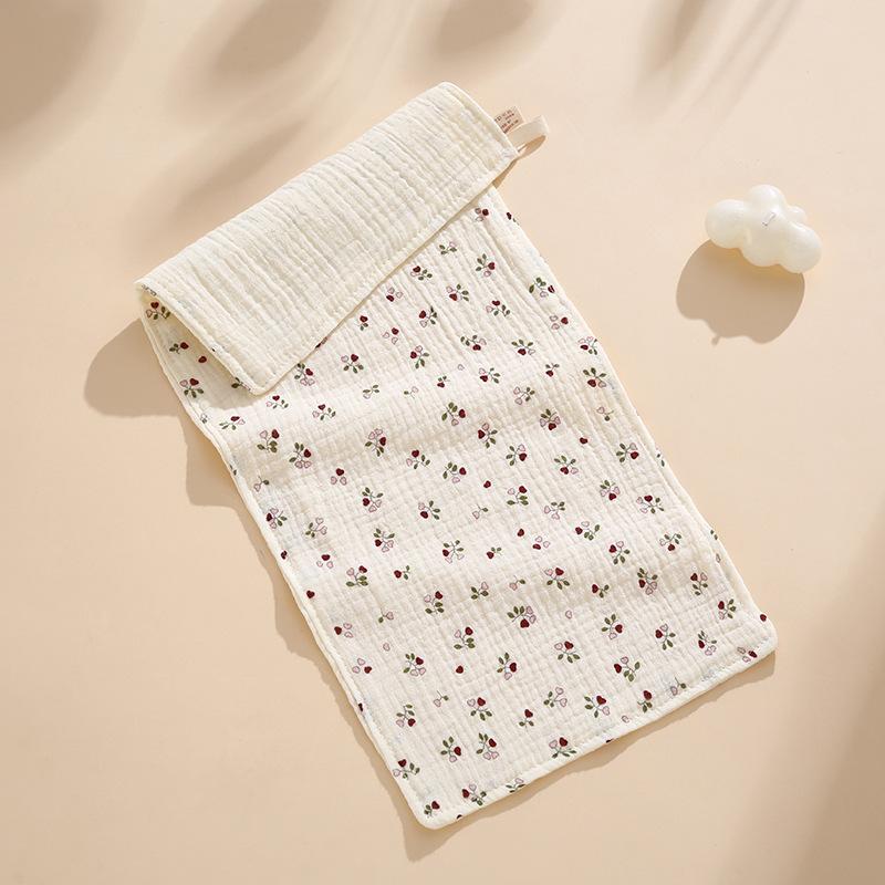 Children'S Towel Four-Layer Pure Cotton Gauze Saliva Towel Baby Face Towel Newborn Crepe Printed Soft Small Square Towel