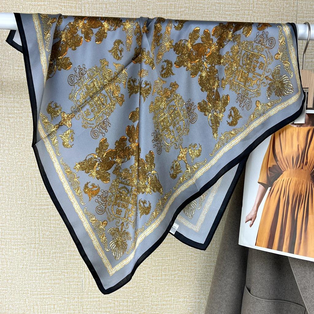 Elegant Temperament Mulberry Silk Silk Scarf Women'S Spring And Autumn Style Foreign Style Versatile 70 Square Scarf Silk Decorative Scarf