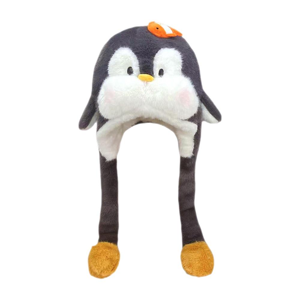 

Cartoon Penguin Ear Moving Hat Thickened Ear Protection Cap Cute Winter Balaclava Hat Outdoor чорний