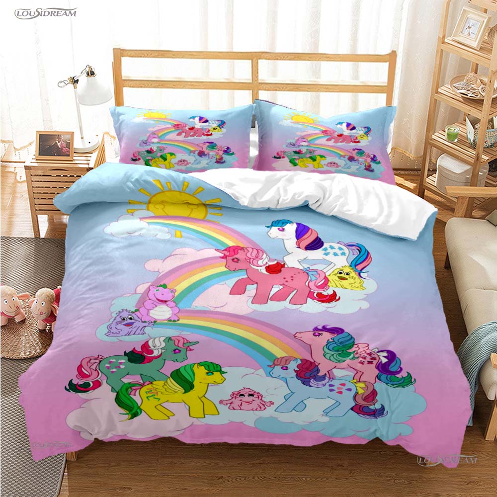 

My Little Pony Cartoon All Season Duvet Cover Comforter Bedding Sets Soft Quilt Cover And Pillowcases Single/Double/Queen/King 150*200cm 3pcs