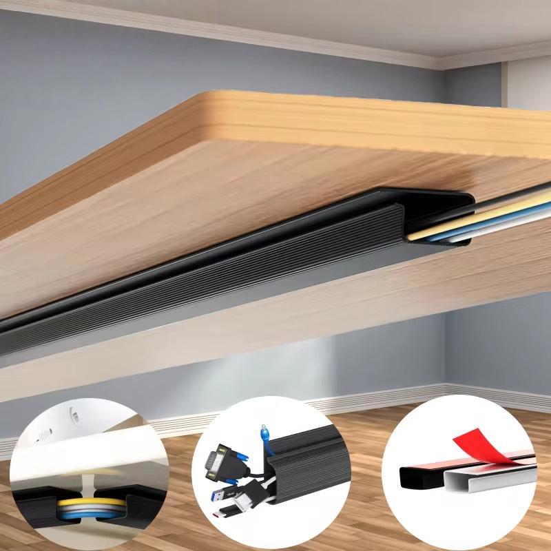 1pc Channel Desk Cable Organizer Cable Management Accessories Cable Protecter No Drilling Under Desk Management Tray