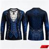 Gothic Vampire Costume Long Sleeve T‑Shirt Men 3D Print Fake Jacket Shirt Graphic Novelty Tee Halloween Cosplay Party Top