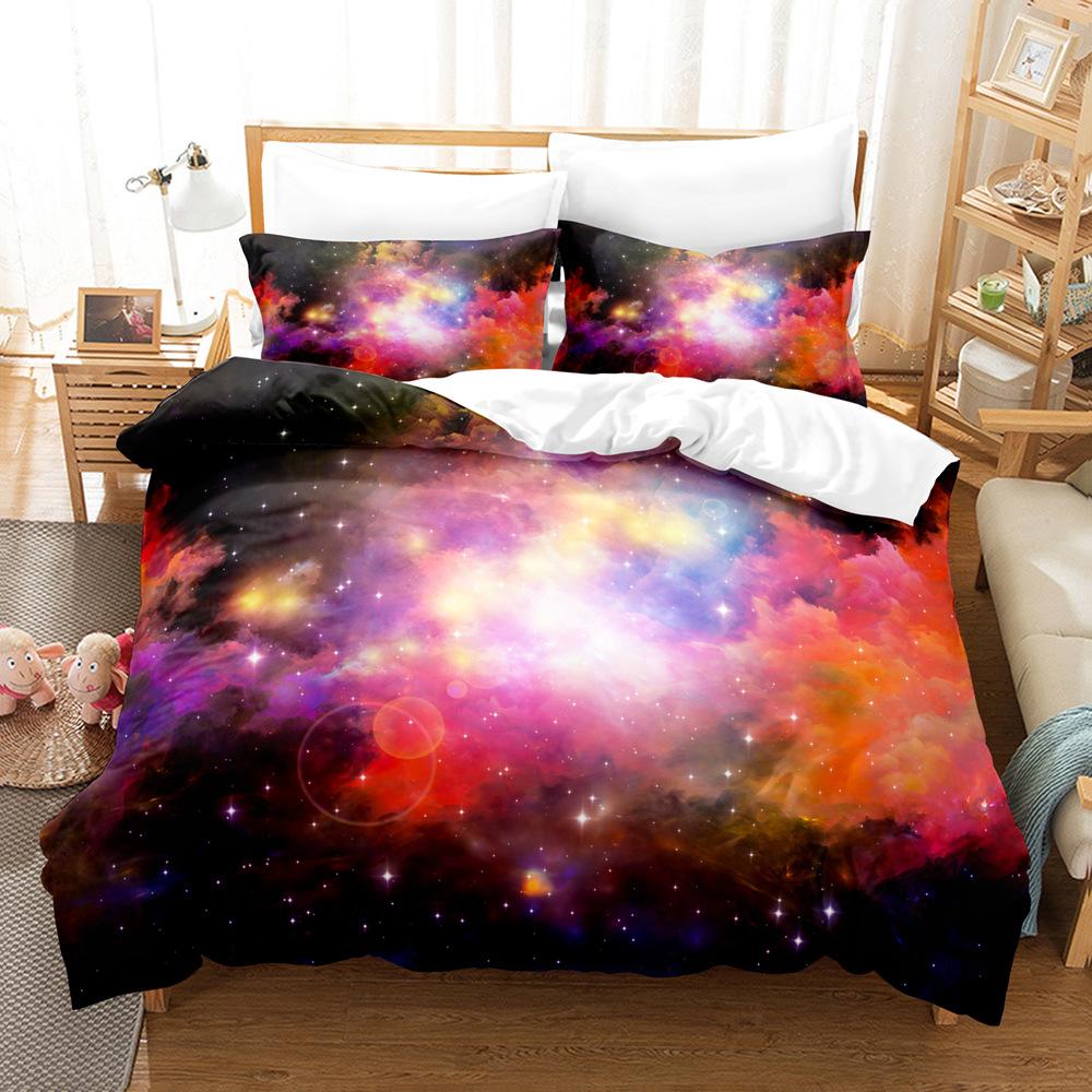 Home Textiles Star Space Pattern Three-Piece Digital Printing Sheet Bed Quilt Kit