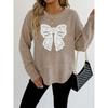 Women S Round Neck Long Sleeve Pullover Sweater Featuring Embroidered Lace Butterfly Splicing