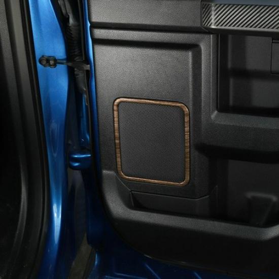 4pcs Car Door Speaker Frame Trim Decor Cover For 15-20 Ford F150 Wood Grain