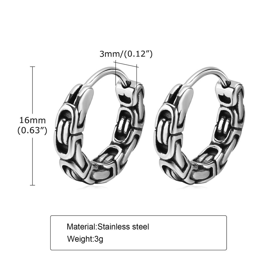 Rock Punk Byzantine Chain Earrings for Men, Waterproof Stainless Steel Hoop Huggies Earrings Gift Jewelry, Brincos