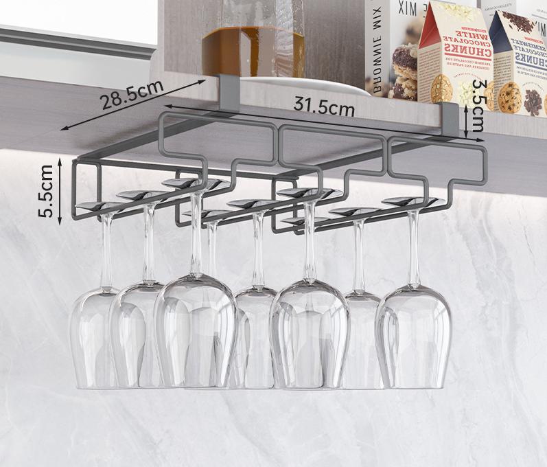 Hängendes Regal für Stielgläser zur Unterschrankmontage Barhänger Glas Kelch Eisenregal Barwerkzeug Eisen Weinregal Glashalter