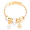 New Trendy 4 Colors Heart Shape Painted Pendant Closure Beaded Bracelet Golden Stainless Steel Women Bracelet Charm Jewelry