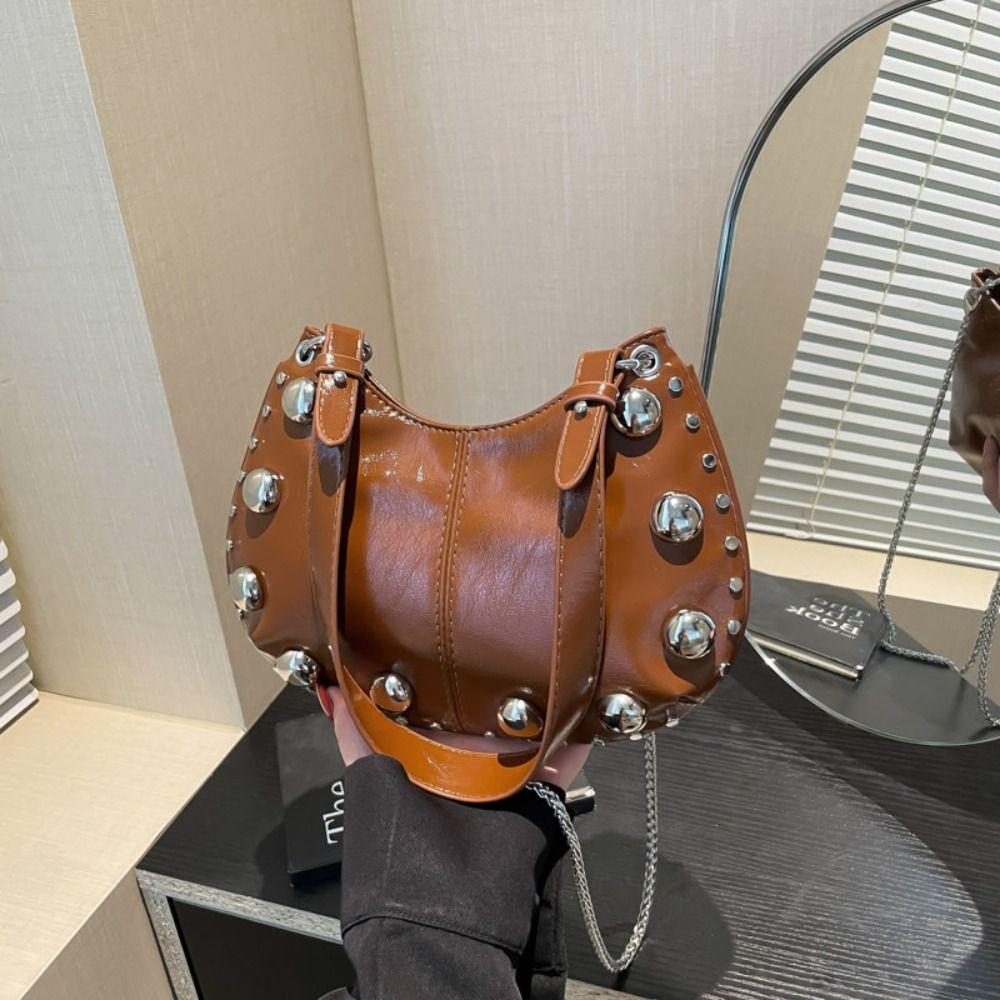 Crossbody Bag Rivets PU Underarm Bag Small Pack Shoulder Bag Portable Punk Style Handbags  Girls