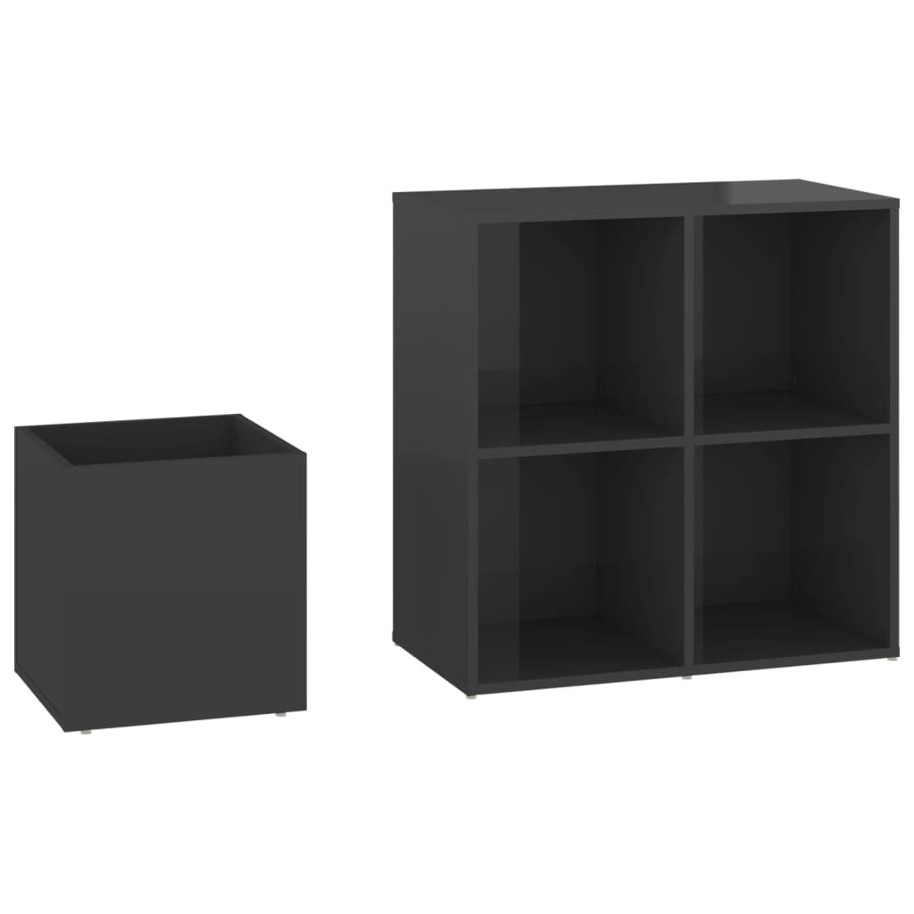 Vidaxl Shoe Cabinet, Grey With Gloss, 105X35.5X70 Cm