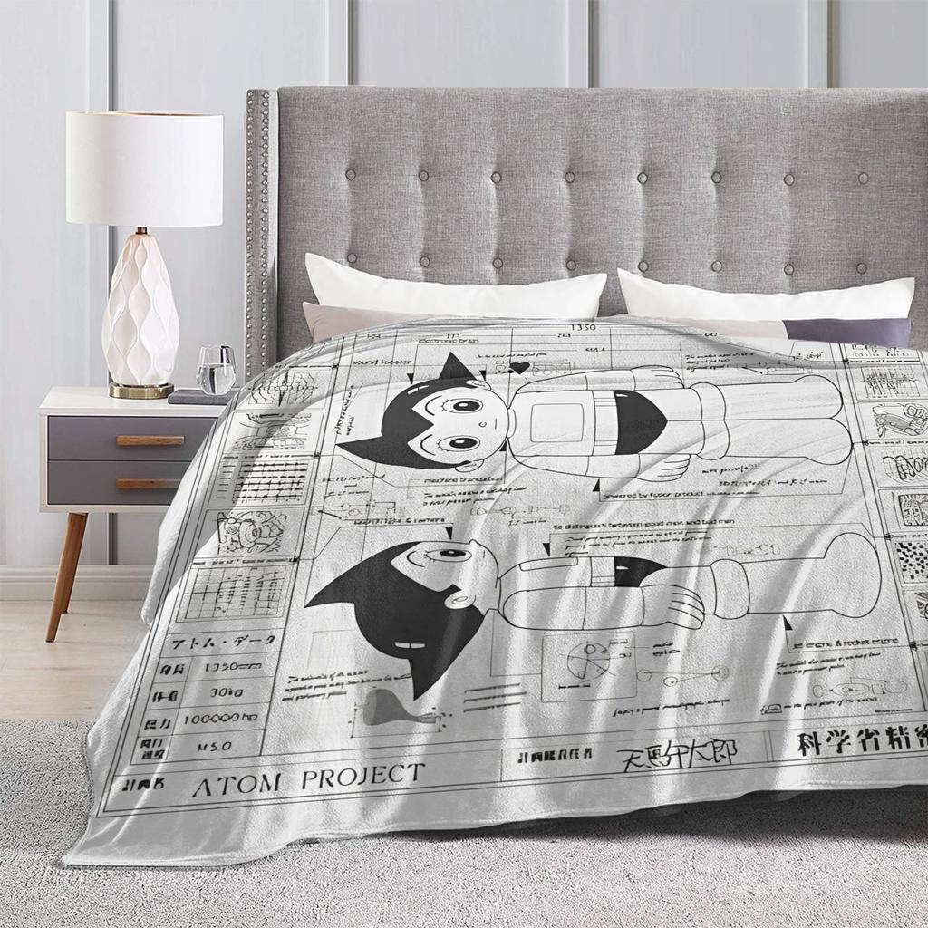 Astro Boy Bauplan Strickdecke Astroboy Anime Fleece Überwurfdecke Sommer Klimaanlage Bedruckt Weich Warm Bettüberwürfe,