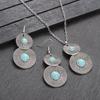 Boho Etnické Inkrustované Tyrkysy Kulaté Kapkové Zirkonové Sady Dámské Měděné Barvy Dlouhé Výrazné Přívěsky Náhrdelníky Bijoux