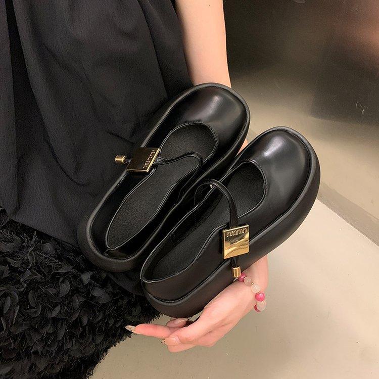 [Youshilai] Round Head Shallow Mouth Platform Loafers Women's Summer 2025 New Muffin Casual Versatile Single Shoes