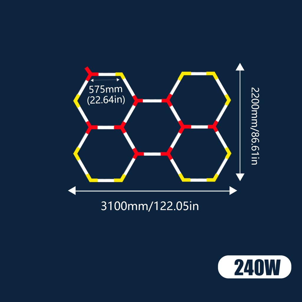 Hexagon LED Car Garage Light with Border 6500k Ceiling Light for Car Detailing Garage Workshop Gym Supermarket Barber Store