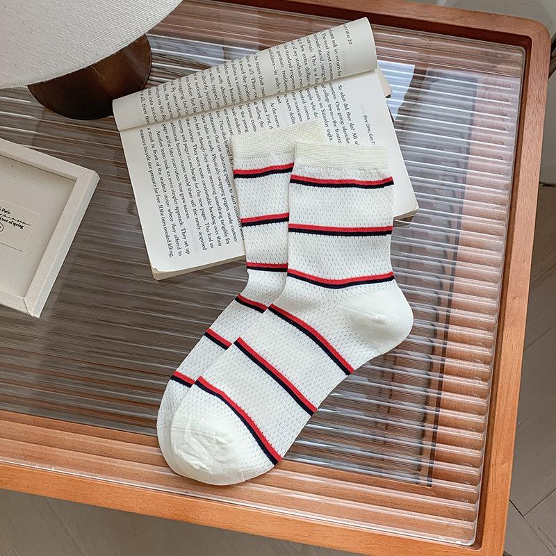 Women's Summer Thin New Style All Kinds of Wave Point Breathable Mesh Tube Stack Socks