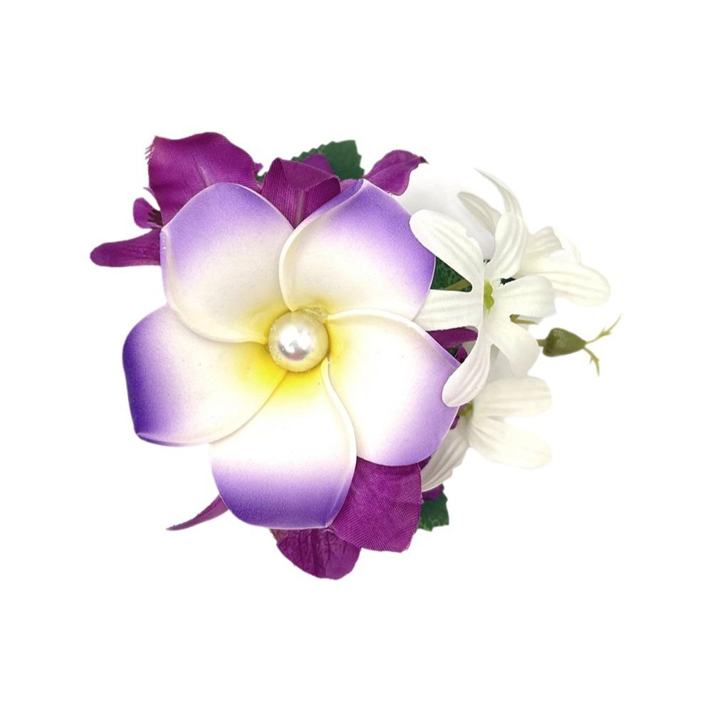 

Artificial Floral Hair Claw Hawaiian Flower Hair Pins Frangipani Duckbill Clip Beach Outfits фиолетовый/белый