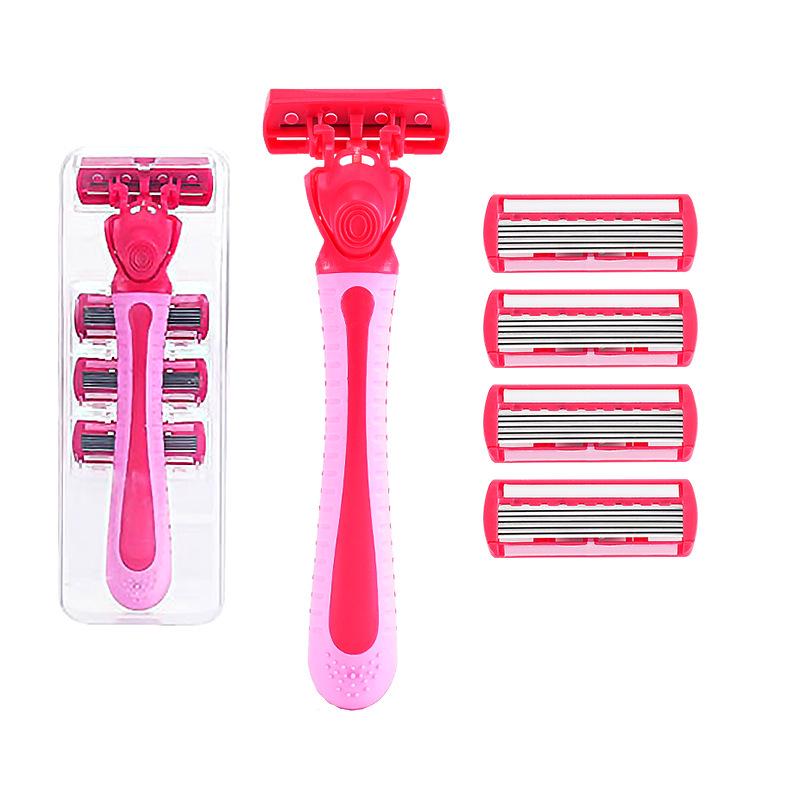 6-Layer Women's Razor: Shaver & Epilator with Stainless Steel Washable Blade Head.