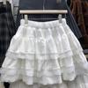 Women's High Waist White Ballet-Style Lace Puff Skirt: Anti-Exposure Short Skirt