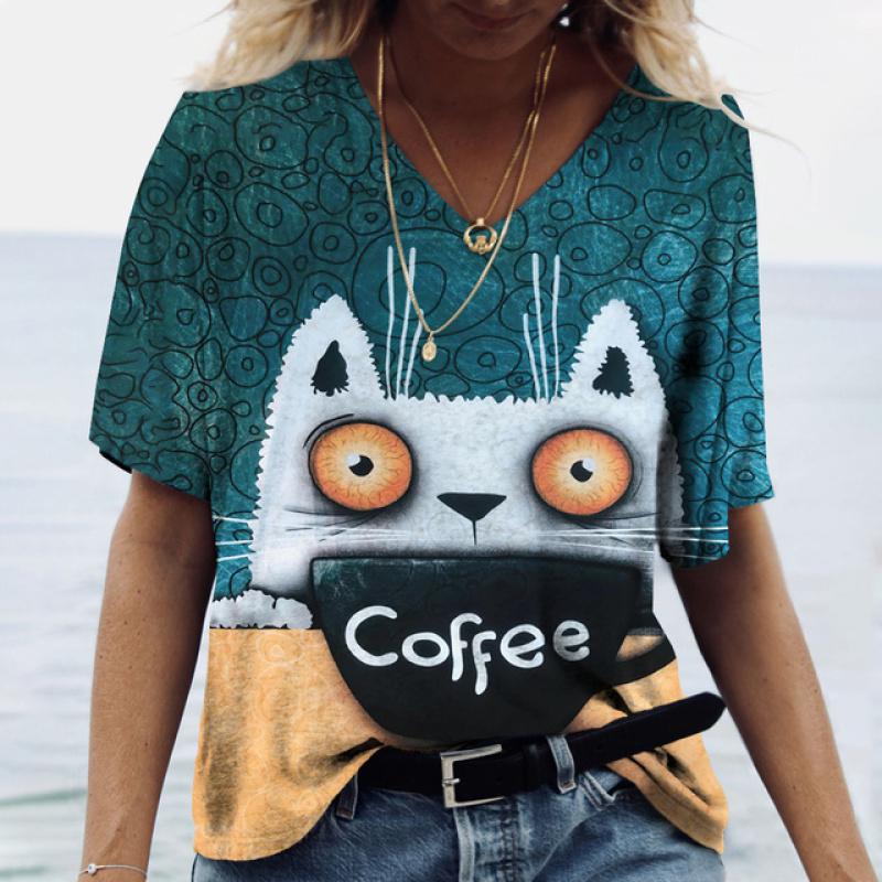 2023 Îmbrăcăminte de vară Tricouri pentru damă Tricou cu imprimeu 3d pentru femei Topuri cu mânecă scurtă 5xl Pulover cu decolteu în V Kawaii Tricouri pentru fete Nou
