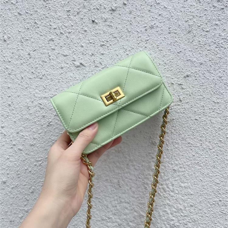 2026 New Summer Fresh Small Bag Sheepskin Small Square Bag Mini Chain Mobile Phone Bag Square Buckle Pink Crossbody Bag Women