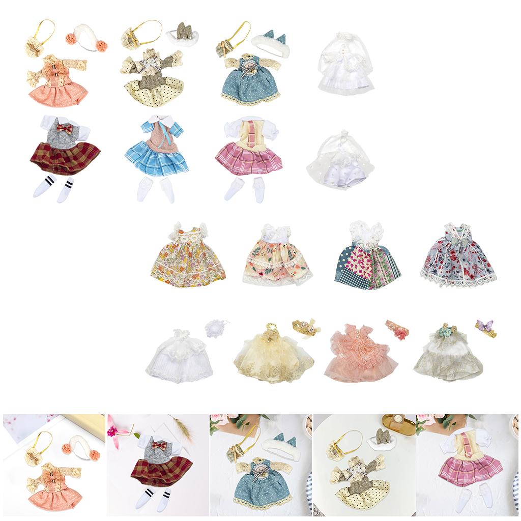 Exquisite Beautiful Dolls Clothes Mini Dress Cloth Clothing Dress Band 20cm Girl Doll Kids Toys No Doll