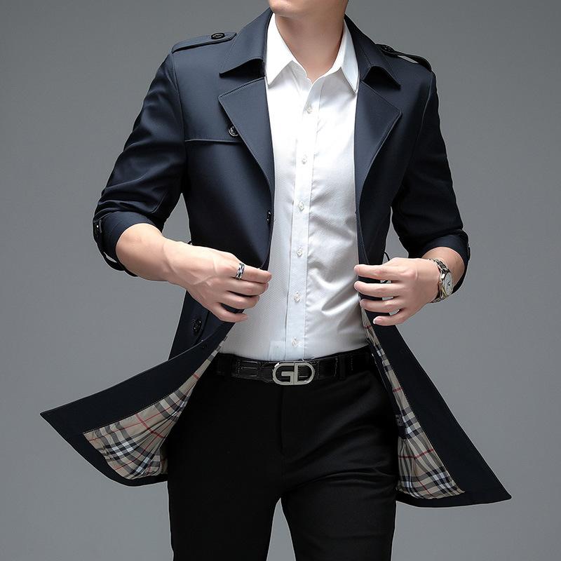 Herren mittellange Windjacke Frühling und Herbst mittleren Alters Business Casual Reversmantel Kader Beamtenjacke