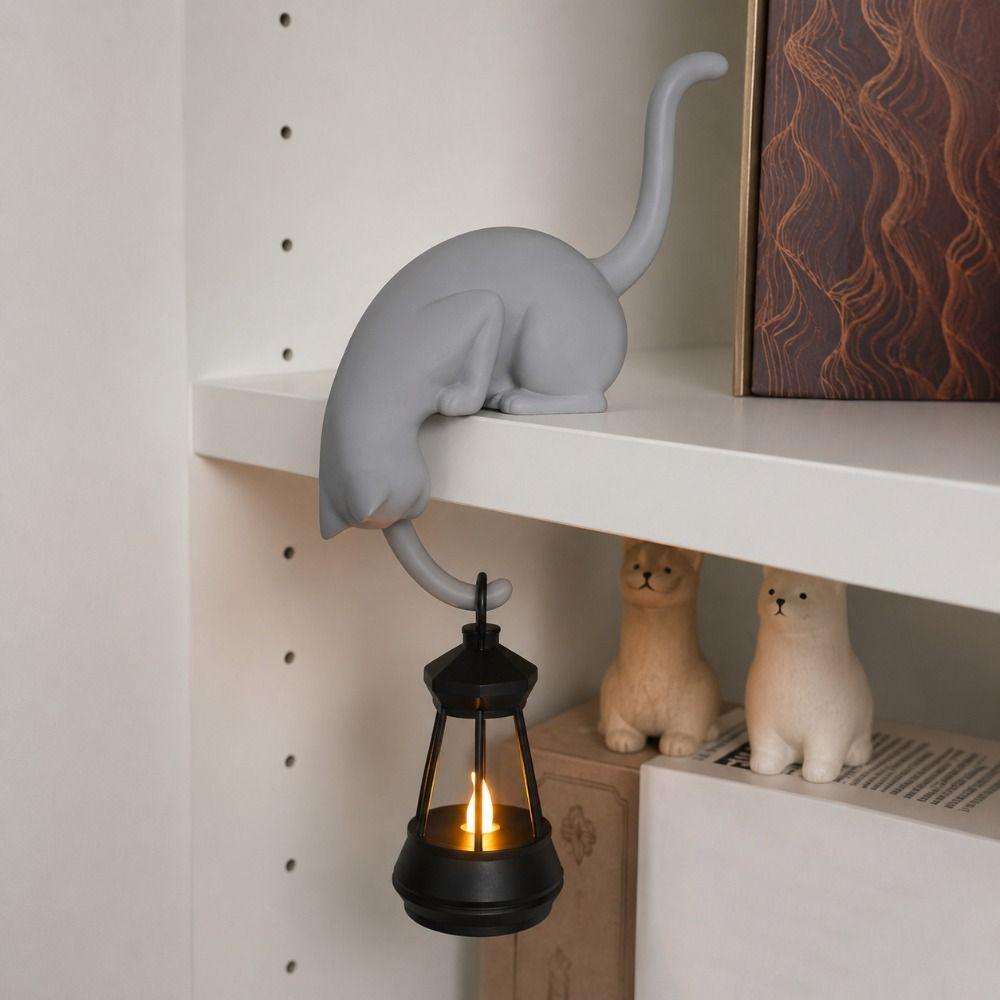 3D Printed Cat-Shaped Wall Hook Cute Bookshelf Lantern Animal Figurine Hook Halloween Decorations