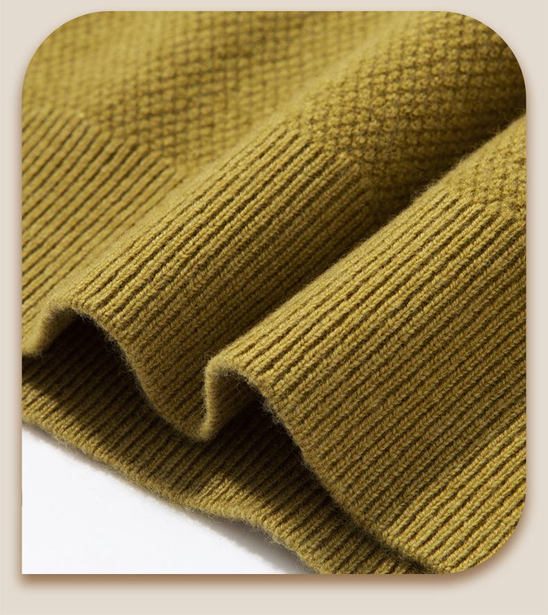 Men's Seagull Neck Cashmere Sweater Base Layer with Turn-Down Collar