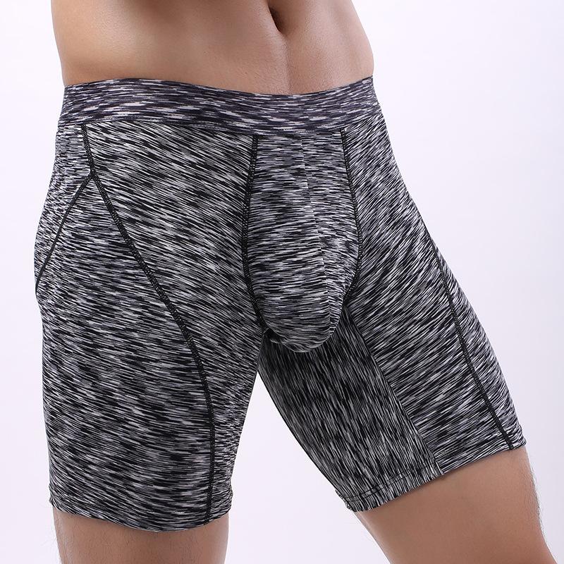 Men's Long Panties Boxer Briefs Ice silk Underwear Gym Training Fitness Shorts Leg Sports Underpants Quick Dry EU Size S M L XL