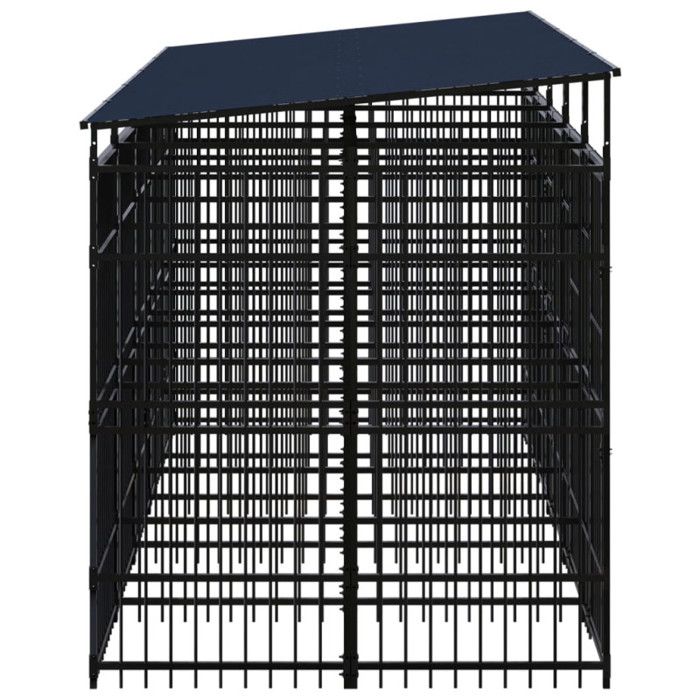 VidaXL Outdoor Kennel with Roof for Dogs Steel 9.22 M² Cage Enclosure 3097950