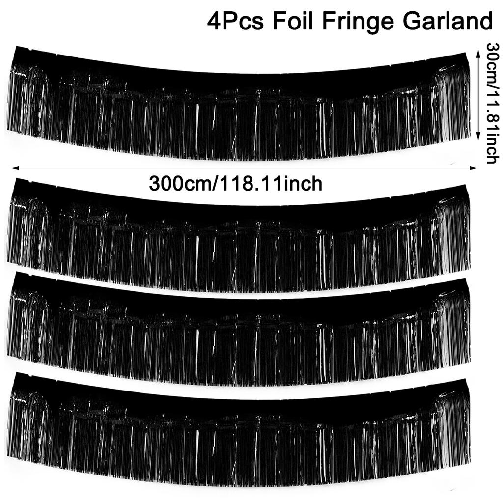 30x300CM Party Backdrop Foil Fringe Garland Metallic Tinsel Streamers Banner Hanging for Birthday Wedding Christmas Decorations