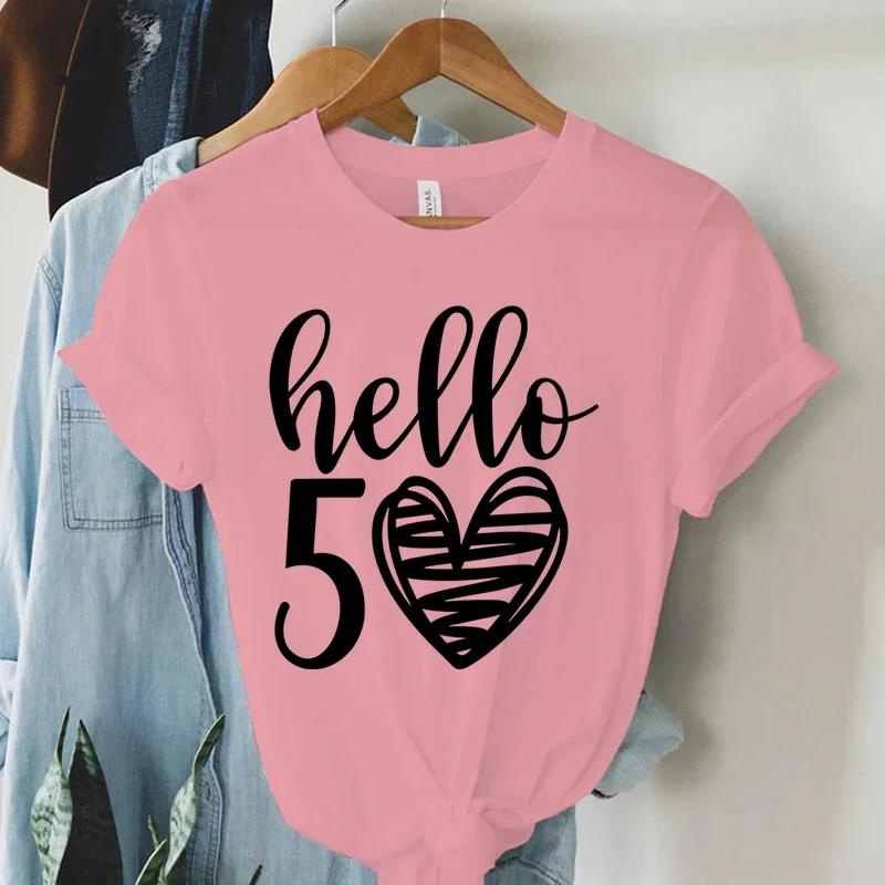 New Arrival Hello 50 Loose Funny Tshirt Hello Fifty Shirt 50th Birthday Shirt Birthday Party Tees Gift Casual Women Shirt Top