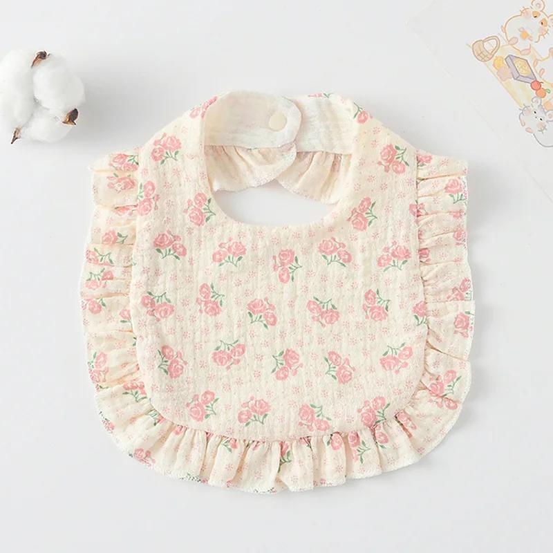 Cotton Gauze Baby Feeding Bibs Summer Soft Petal Baby Printed Drooling Towel Newborn Toddler Baby Burp Cloth Children's Bib