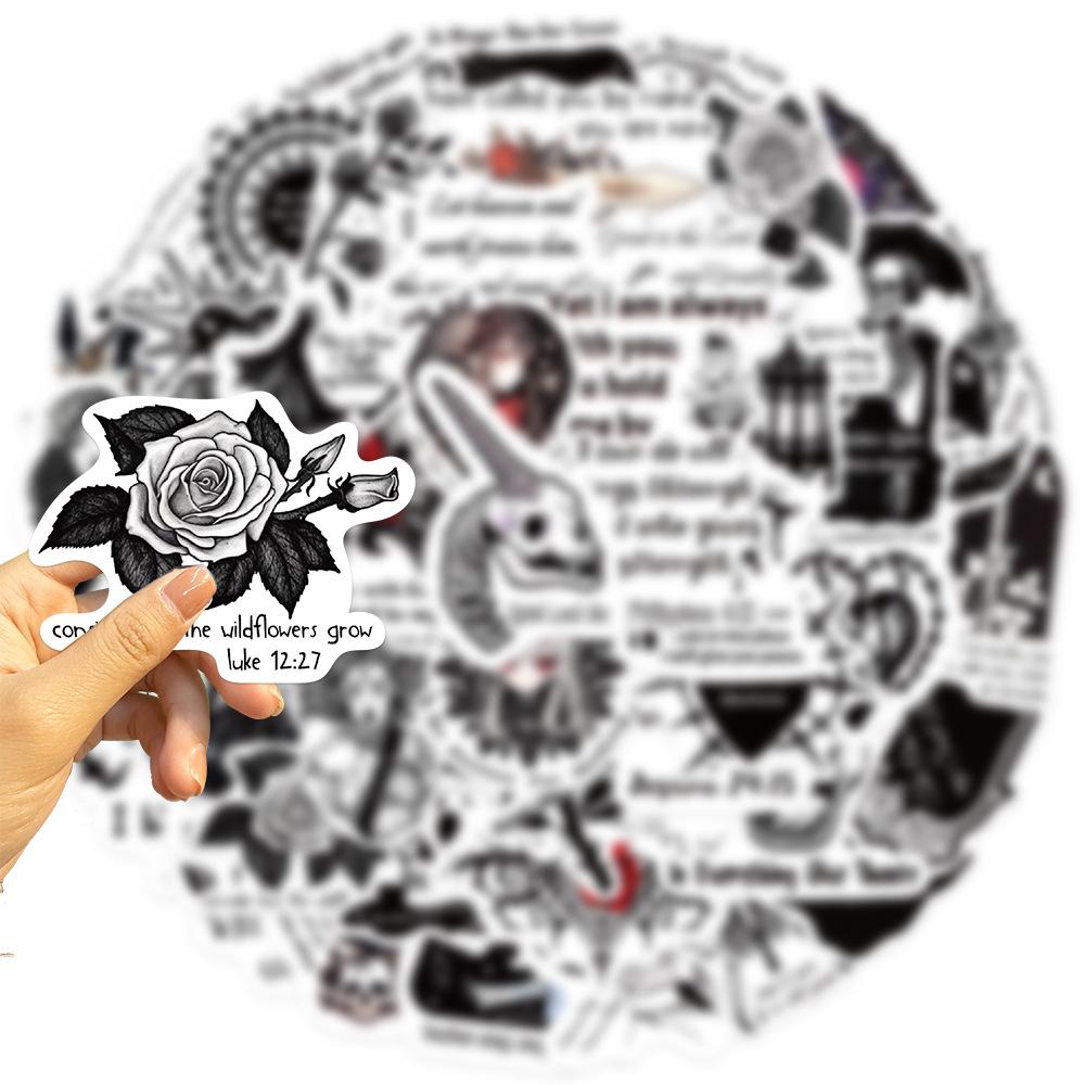 50 Gothic Version of Shengjing Phrase Graffiti Stickers Decorate Guitar Laptop Suitcase DIY Waterproof
