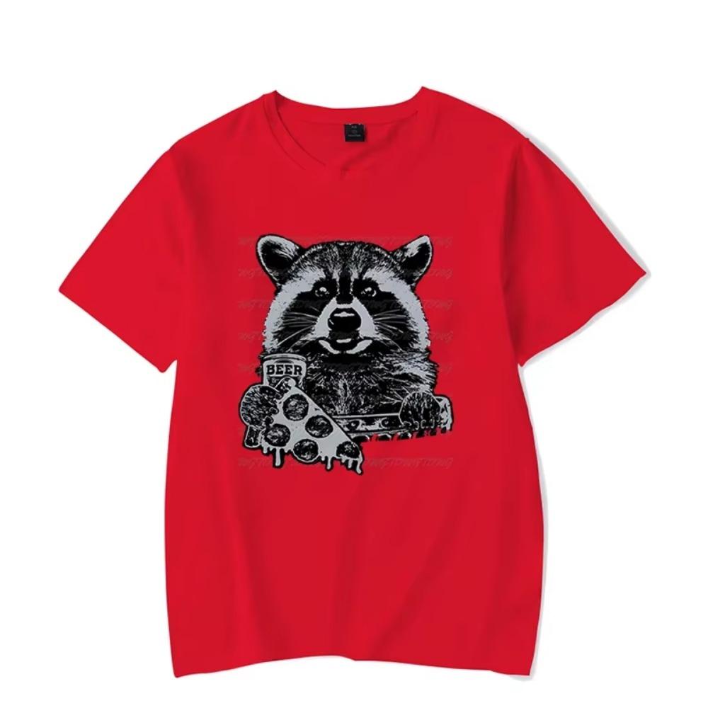 Men's T-shirt Raccoon T Shirt Pizza and Beer T Shirts Funny Beer Witty Kawaii Shirt Men Women Tshirt Male Classic T-shirt Hombre