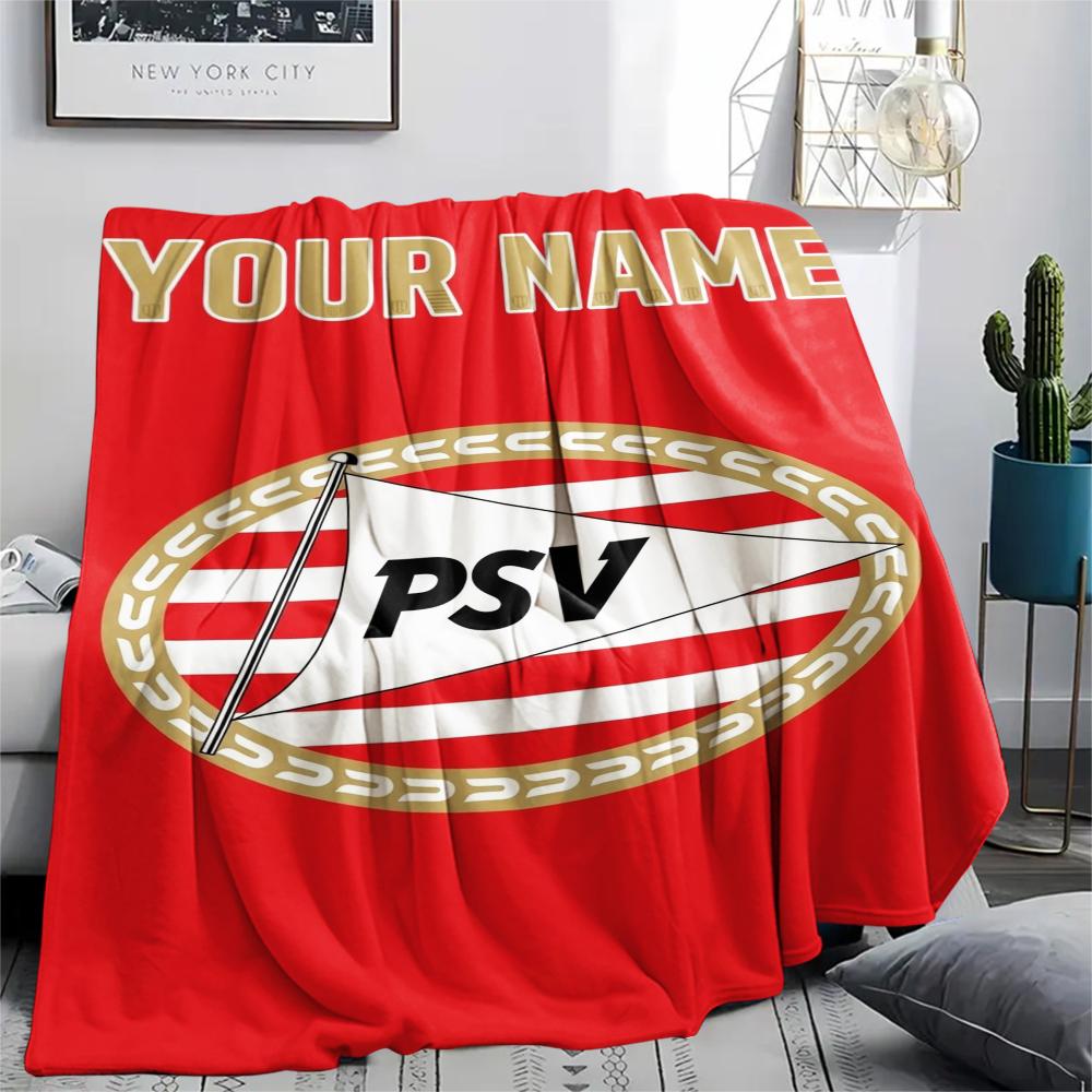 1PC Custom Name PSV Eindhoven Patterned Flannel Blanket Suitable For All Seasons for Home Decor Warmth and Comfort Gifts Holiday Present