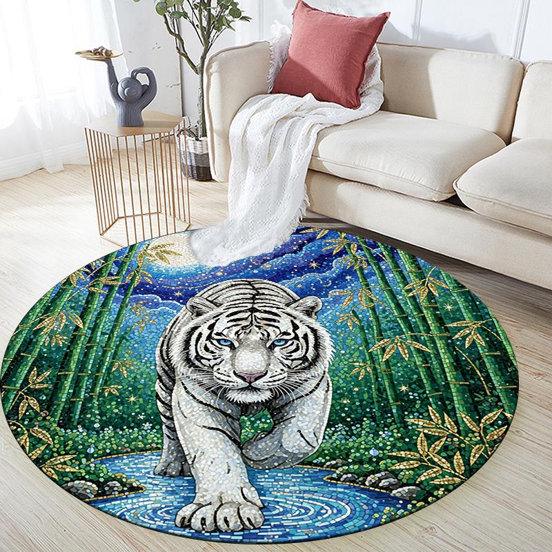

Diamond Style Animals,Round Area Rug,Carpet Rug for Living Room Bedroom Sofa Playroom Decor,Non-slip Floor Mat 80cmx80cm