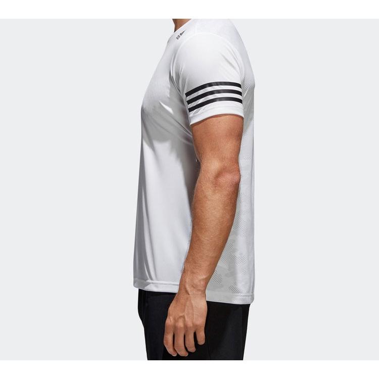 adidas T Shirts Men's White Crew Neck Moderate Straight Fit BK6126