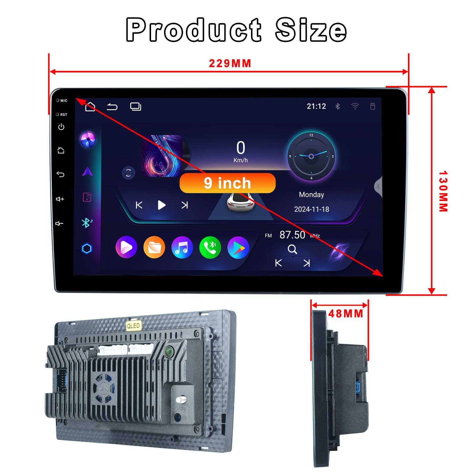 

RK-3562 7 9 10 дюймов Android 14 ультратонкий 4 ядра 4+32 ГБ автомобильный радиоприемник для универсального беспроводного Carplay GPS Navi Wifi BT 5.0 9inch