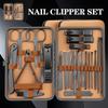 Men's Complete Nail Care Kit Heavy-Duty Black Manicure & Pedicure Set Nail Clippers Set Cuticle Pusher Trimmer Remover