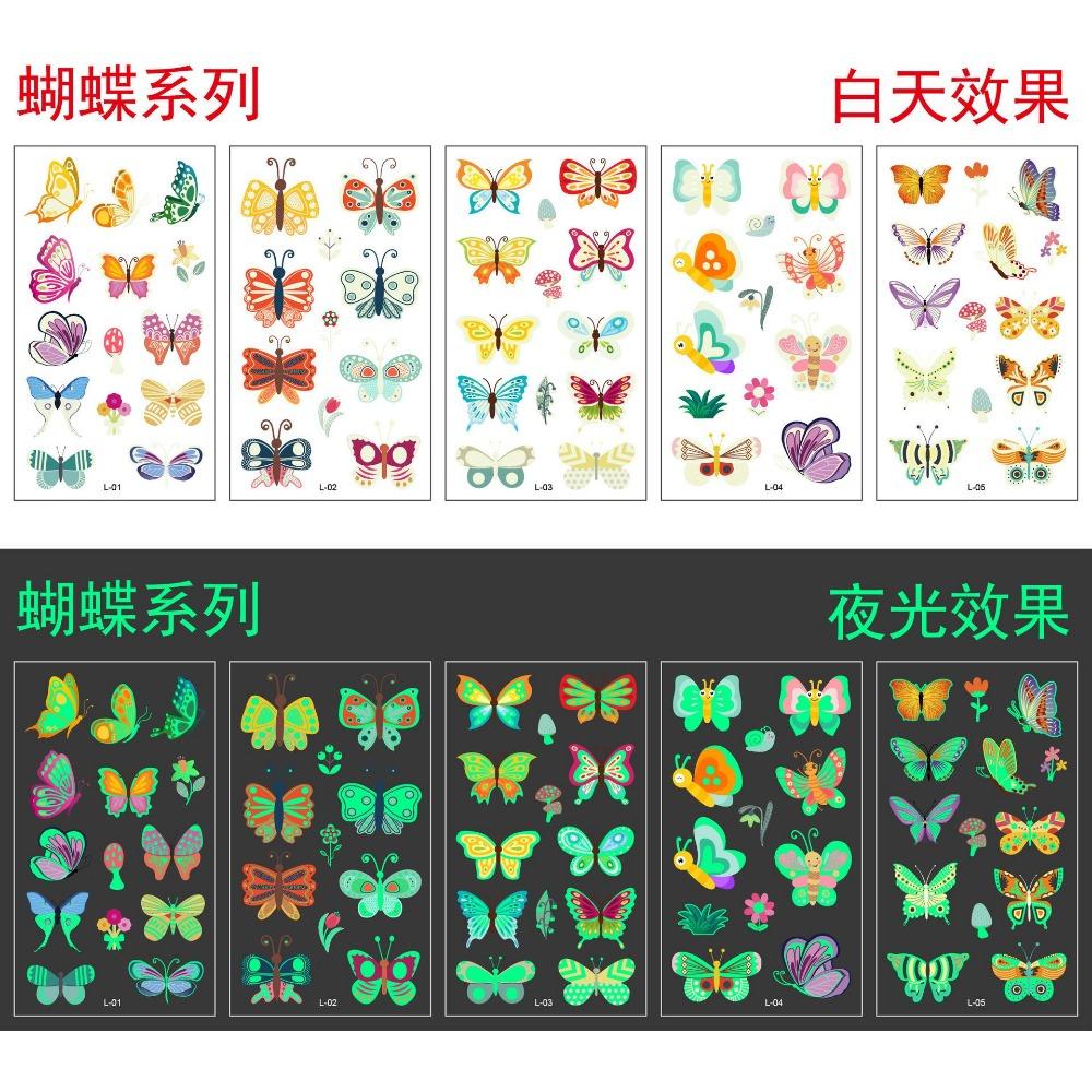 5/10Sheets Luminous Tattoo Anime Stickers Toy Children Body Art Temporary Fake Tattoos Waterproof Cartoon Unicorn Animal Mermaid